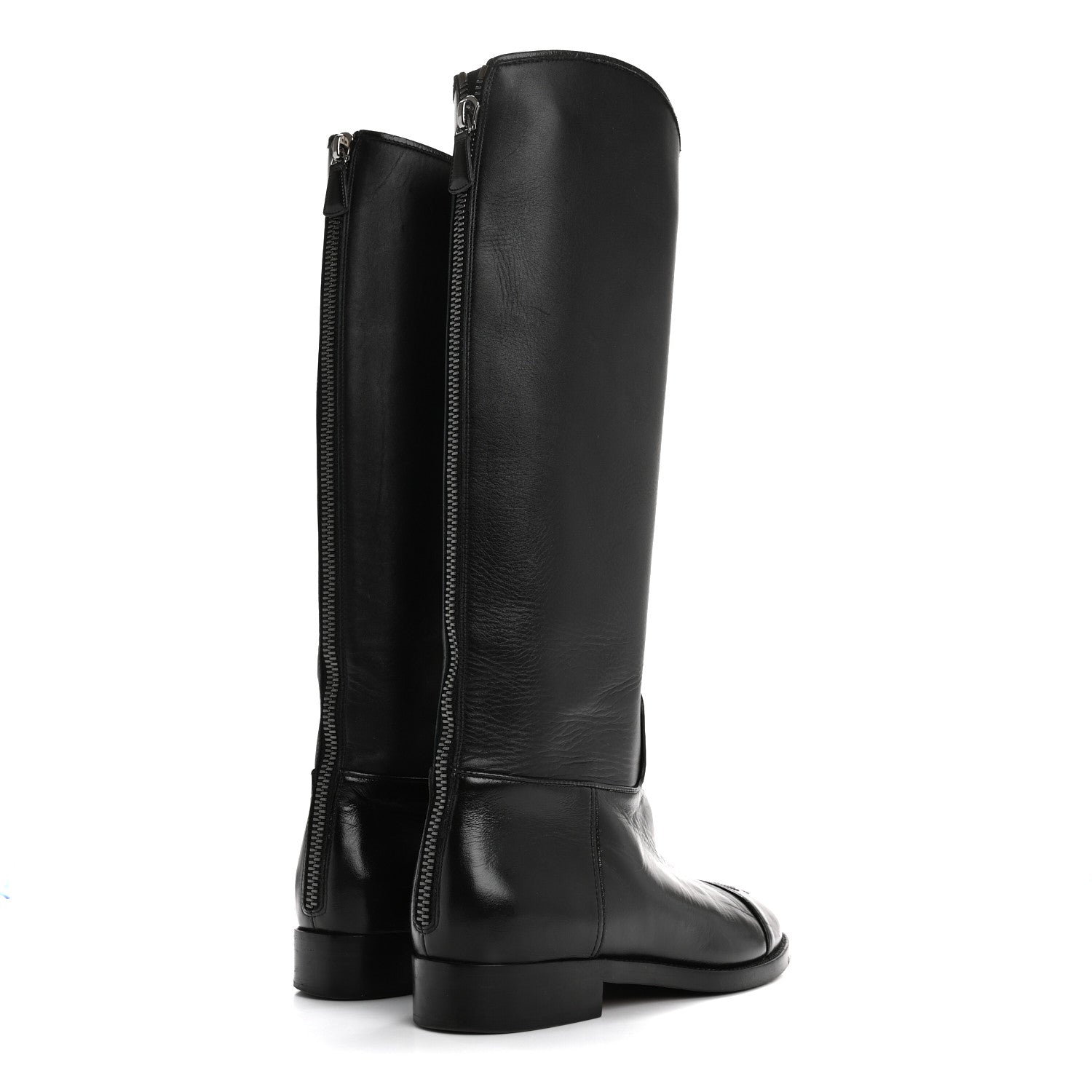Chanel Calfskin Cap Toe CC Riding Boots 38.5 Black 4 of 13