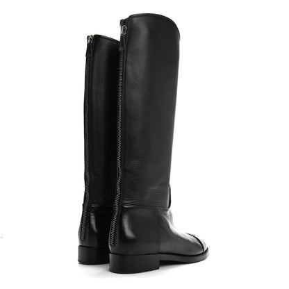 Chanel Calfskin Cap Toe CC Riding Boots 38.5 Black 4 of 13