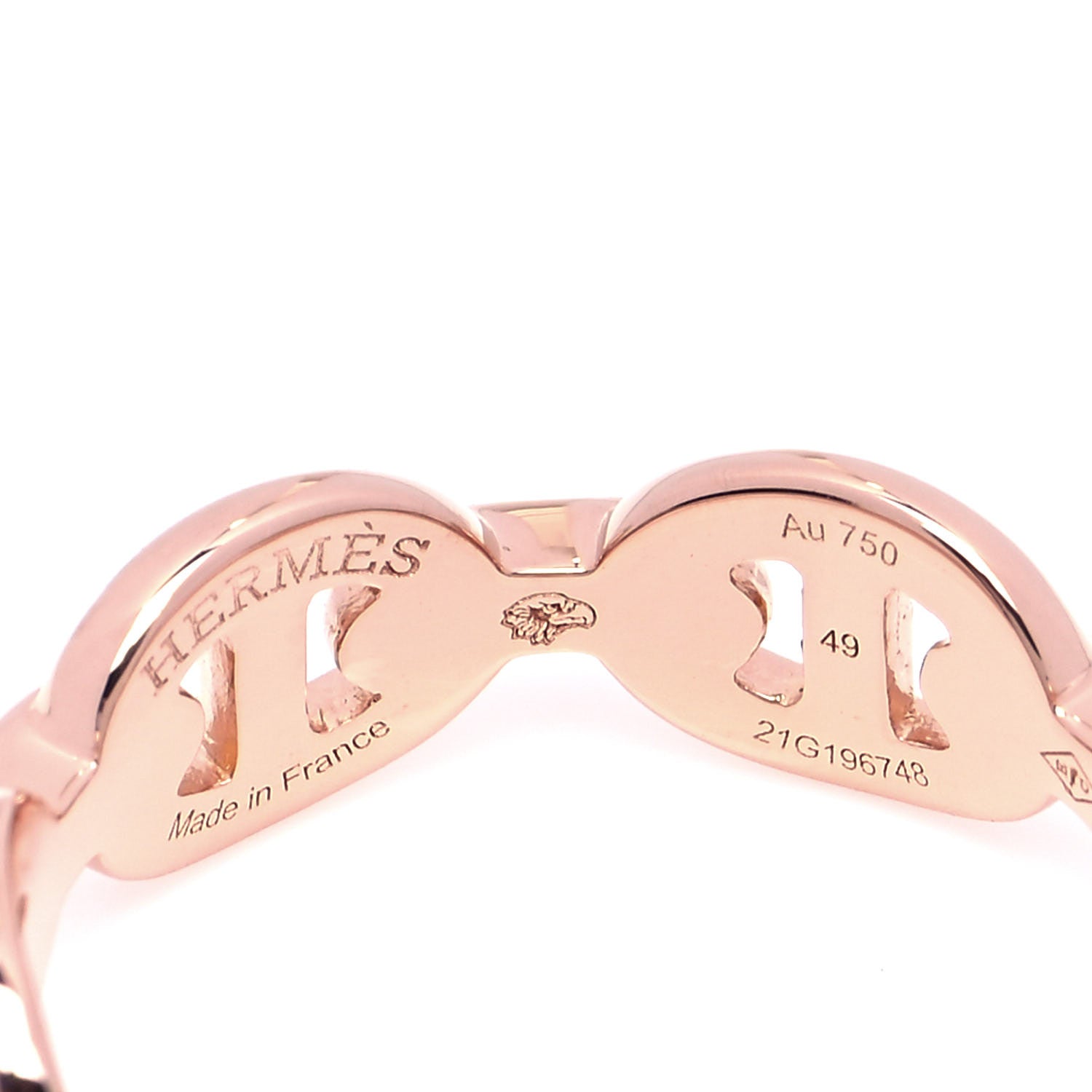 Hermes 18K Rose Gold PM Chaine D'Ancre Enchainee Ring 49 4.75 4 of 5