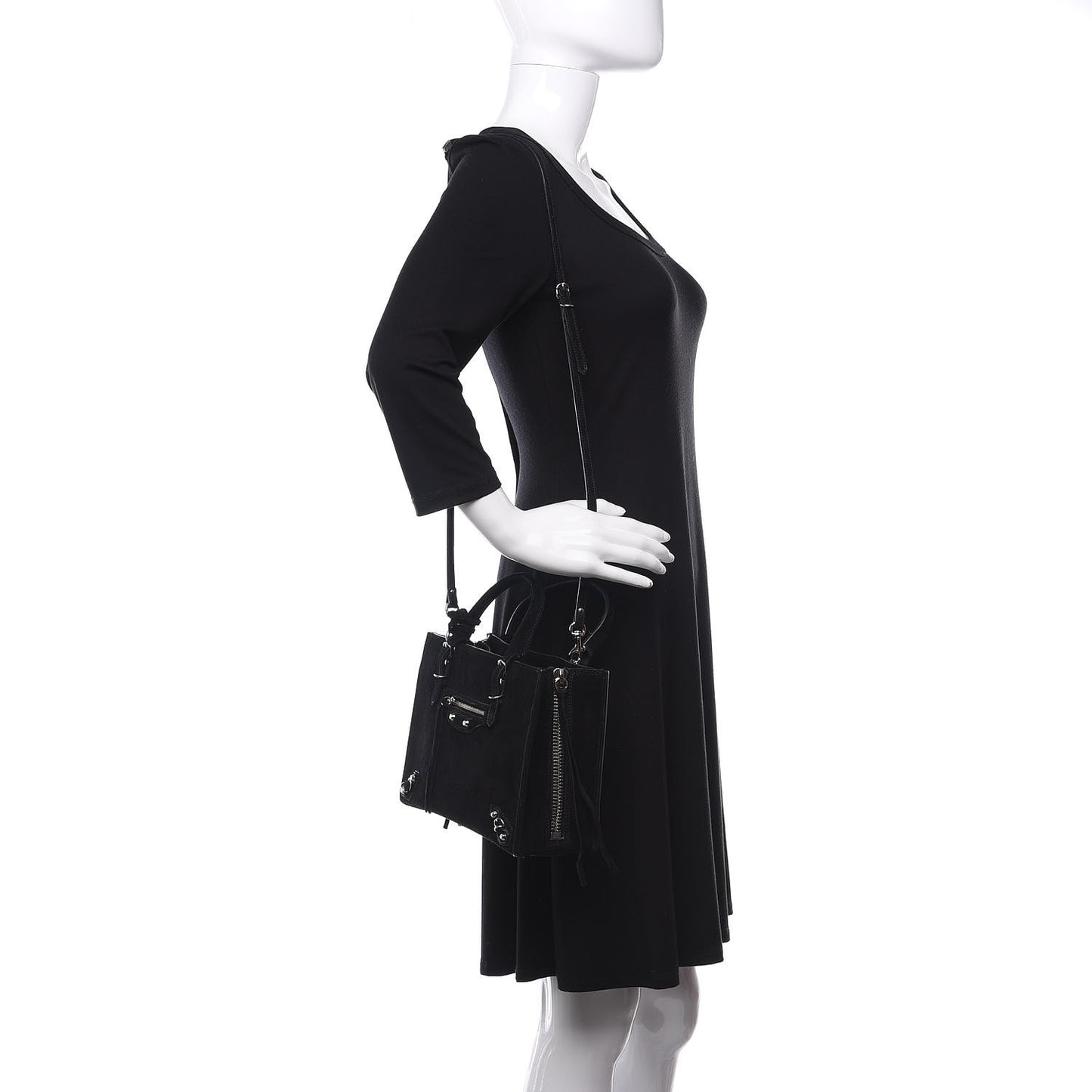 Baby Daim Suede Papier Mini A4 Zip Around Tote Black