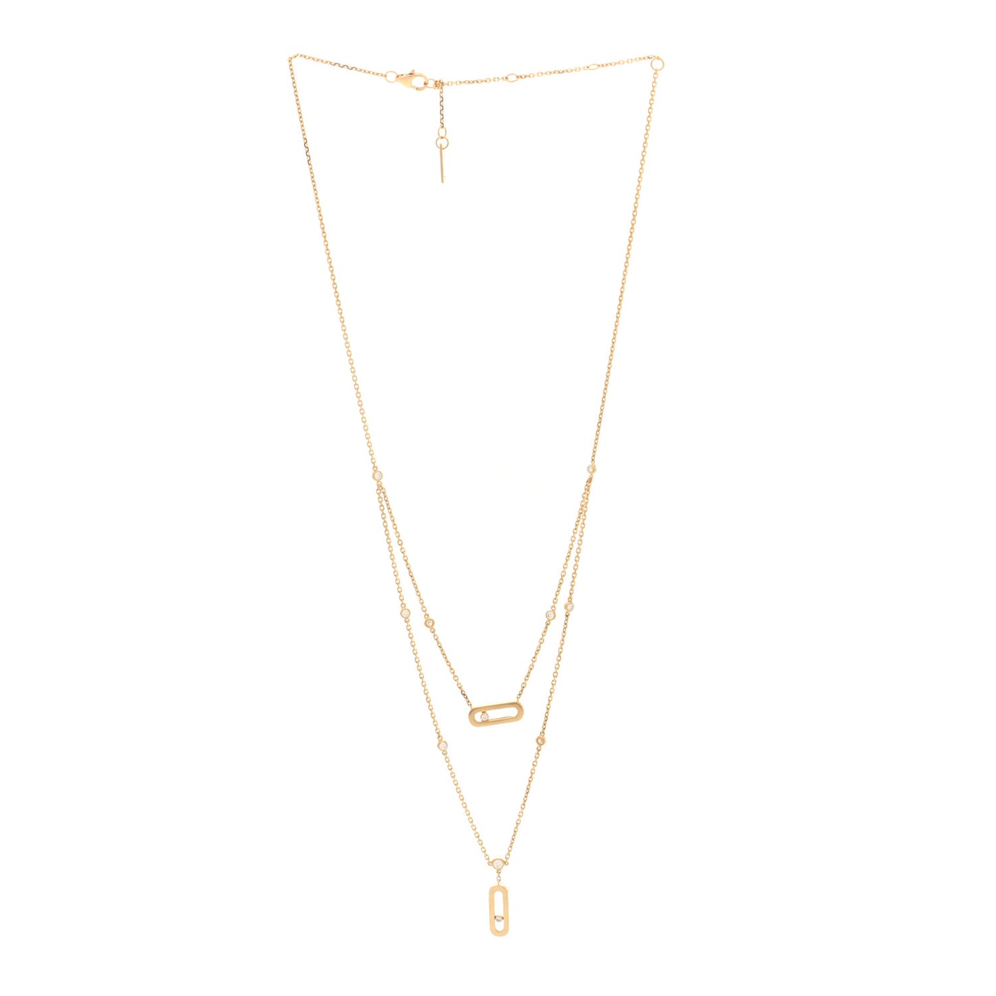 18K Yellow Gold Diamond Move Uno 2 Rows Necklace