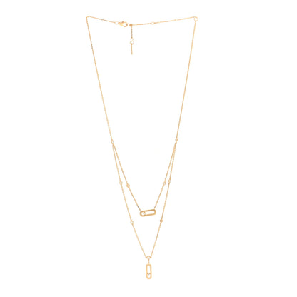 Messika 18K Yellow Gold Diamond Move Uno 2 Rows Necklace 4 of 9