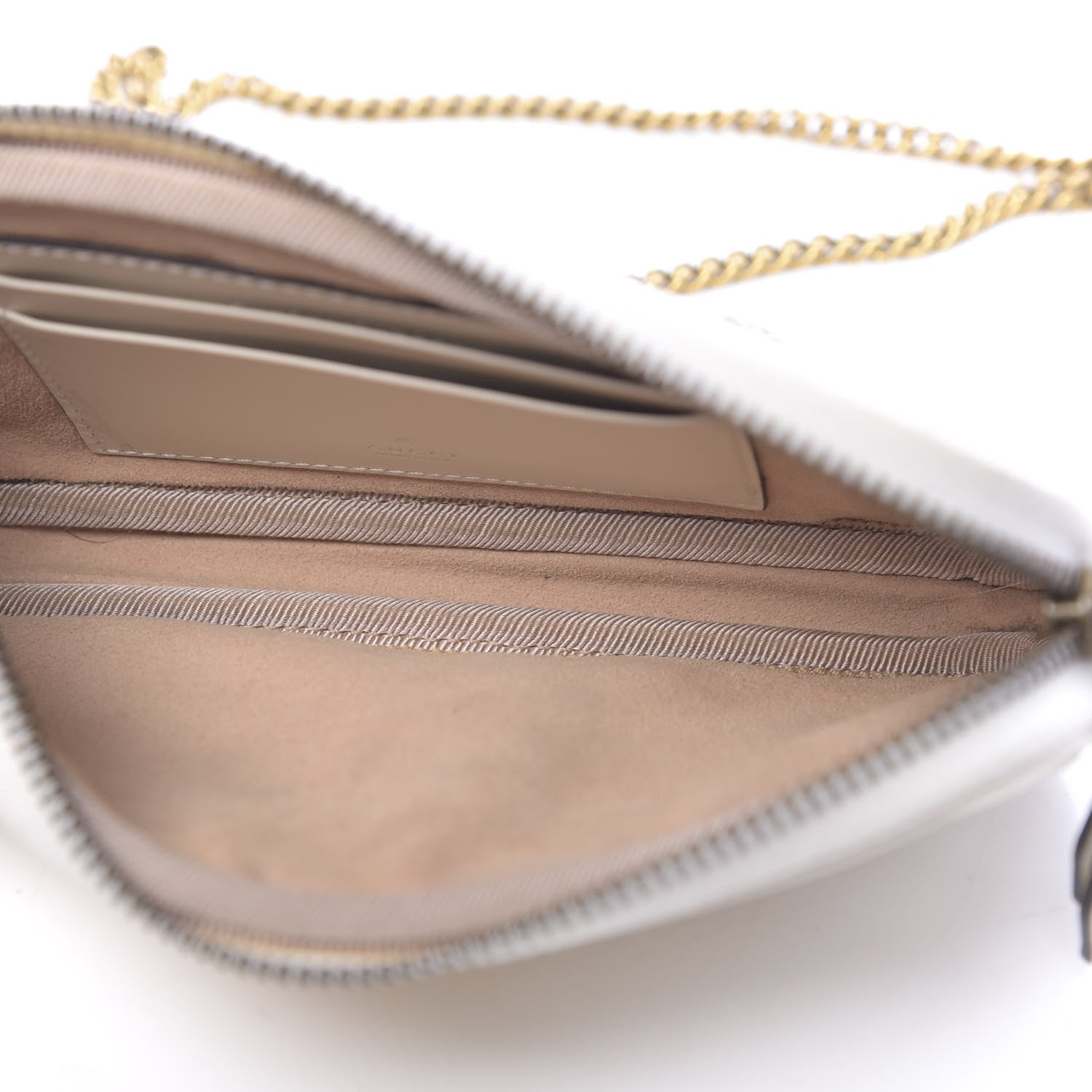 Gucci Calfskin Matelasse Mini GG Marmont Chain Crossbody Bag White 5 of 13