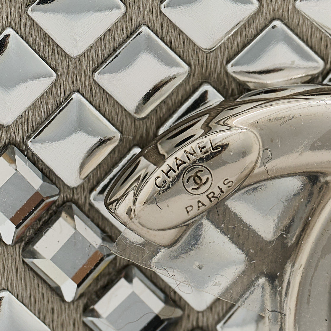 Chanel Metallic Lambskin Crystal Quilted Mini Chain Belt Bag Silver 9 of 11