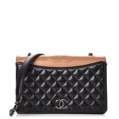 Chanel Calfskin Quilted Small Ballerine Flap Black Beige 1 of 10
