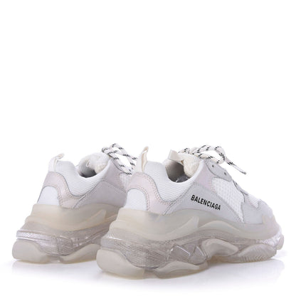 Balenciaga Fabric Mesh Clear Sole Womens Triple S Sneakers 39 White 4 of 9