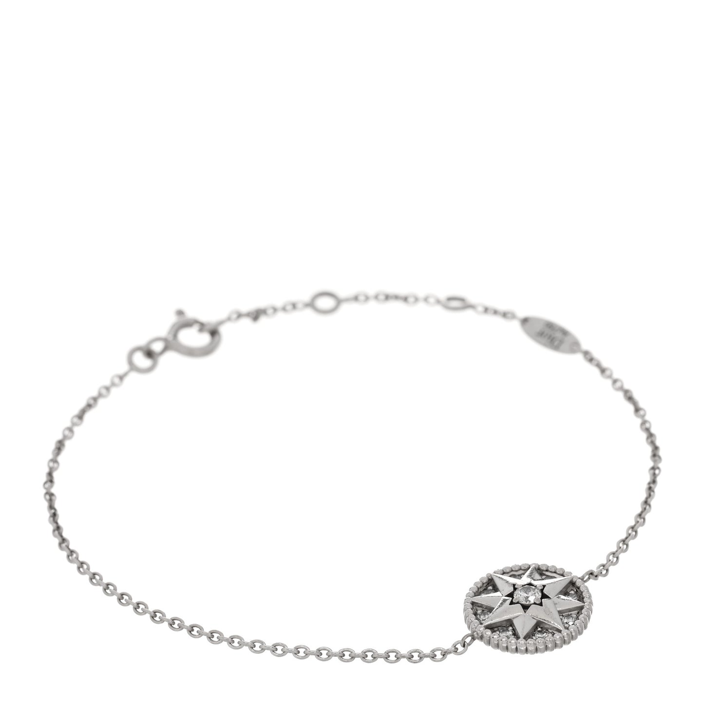 18K White Gold Pave Diamond Rose Des Vents Bracelet