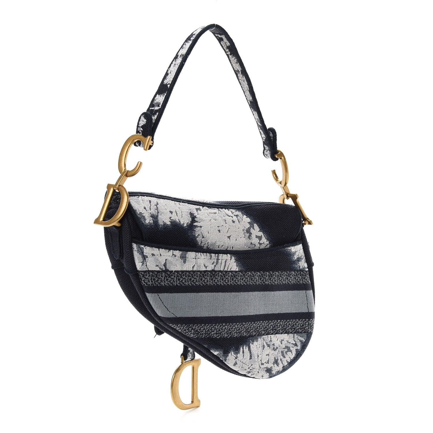 Christian Dior Canvas Embroidered Tie Dye Saddle Bag Blue Multicolor 3 of 13