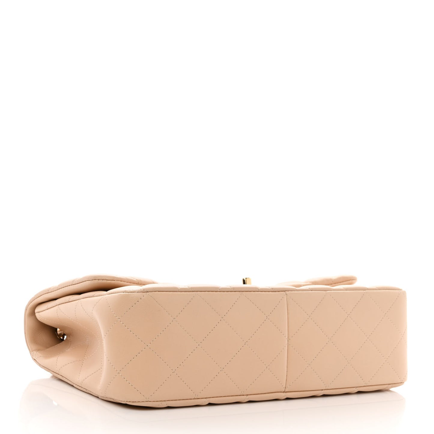 Lambskin Quilted Jumbo Single Flap Beige Clair