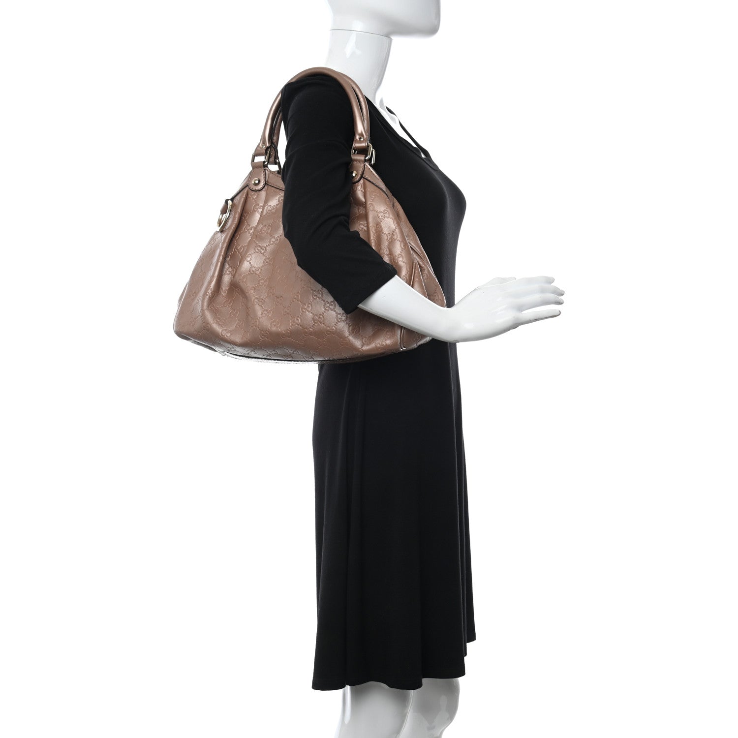 Gucci Metallic Guccissima Medium Sukey Tote Dusty Rose 2 of 11