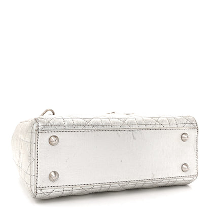 Christian Dior Metallic Grained Calfskin Cannage Small Lucky Badges My Lady Dior Silver 4 of 19