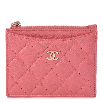 Chanel Caviar Quilted CC Zip Card Holder Pink 1 of 9