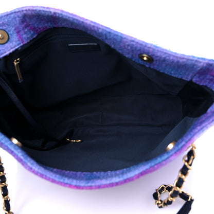 Chanel Wool Tweed CC Tote Purple Black Blue 5 of 9