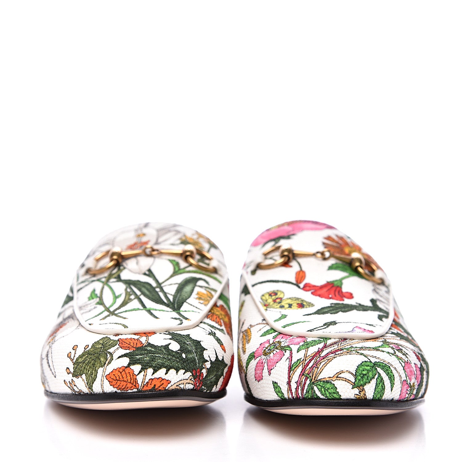 Gucci Canvas Flora Womens Princetown Slippers 37.5 White Multicolor 2 of 9