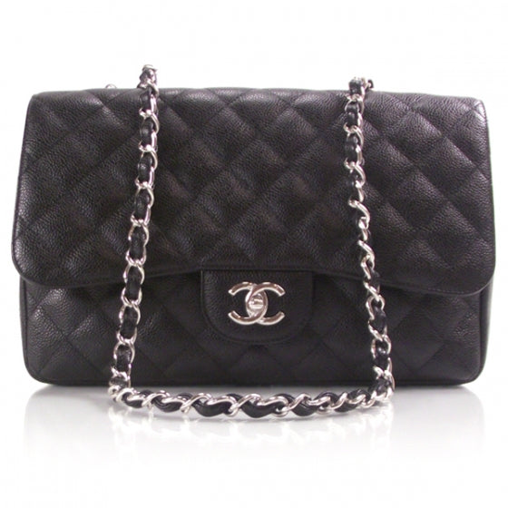 Caviar Jumbo Single Flap Black