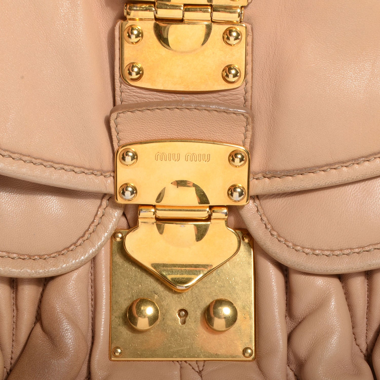 Miu Miu Lux Leather Matelasse Coffer Cuoio 10 of 11