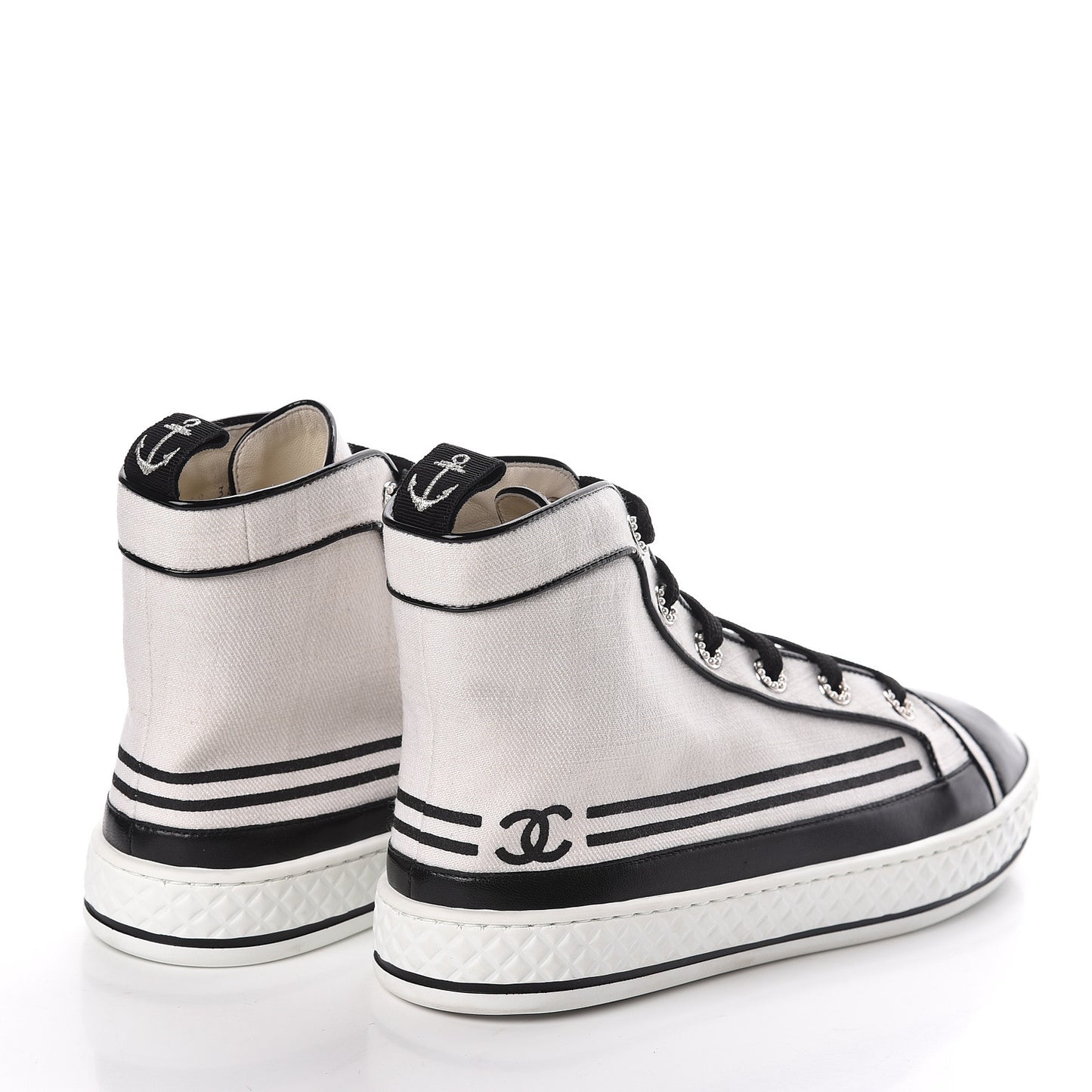 Fabric Lambskin Lace Up Cap Toe Sneakers 38.5 White Black