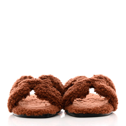 Hermes Woolskin Oran Sandals 38 Cognac 2 of 8