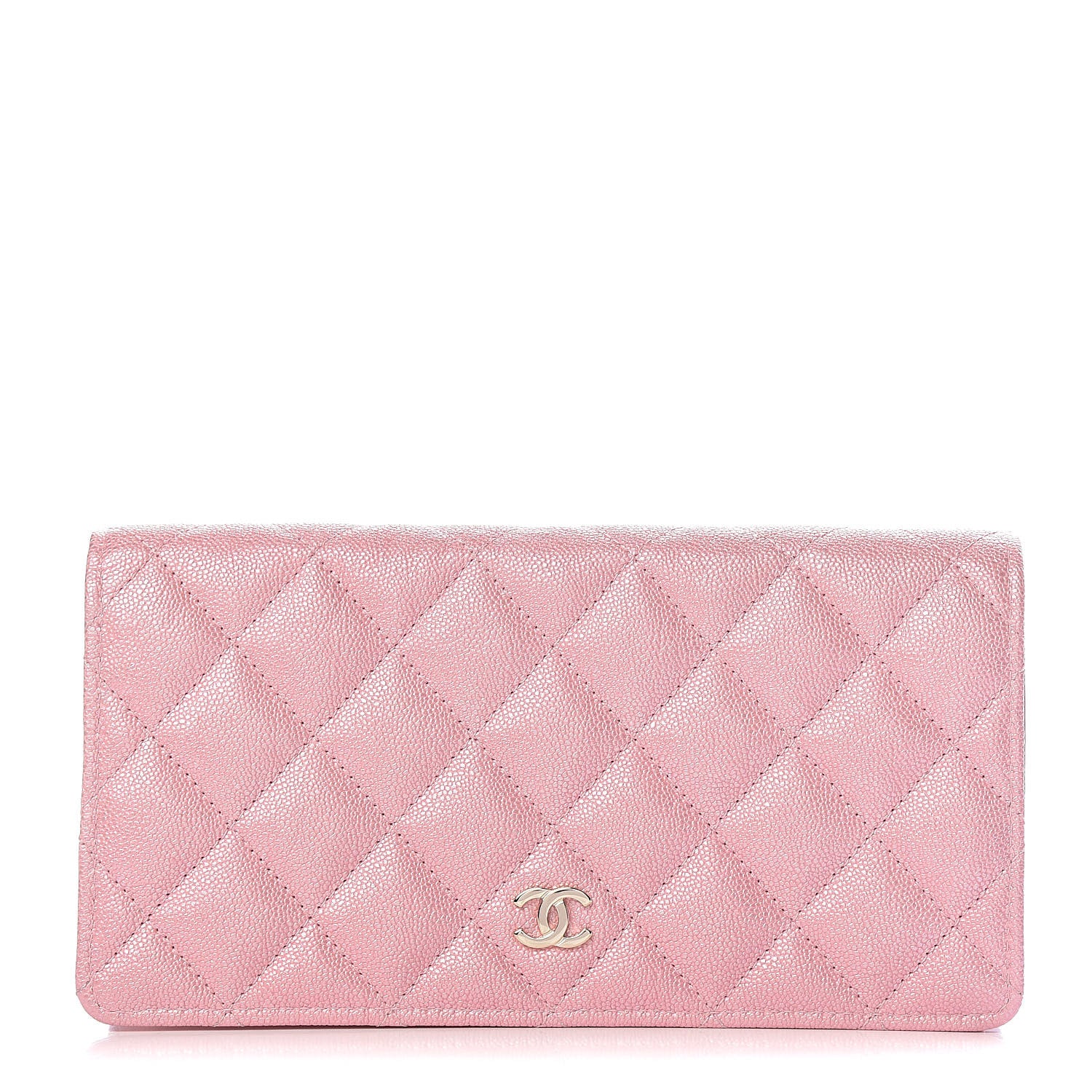 Chanel Iridescent Caviar Quilted Yen Wallet Rose Pink 1 of 9