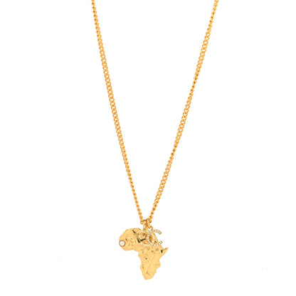 Chanel Crystal Pearl CC Africa Pendant Necklace Gold White 2 of 5