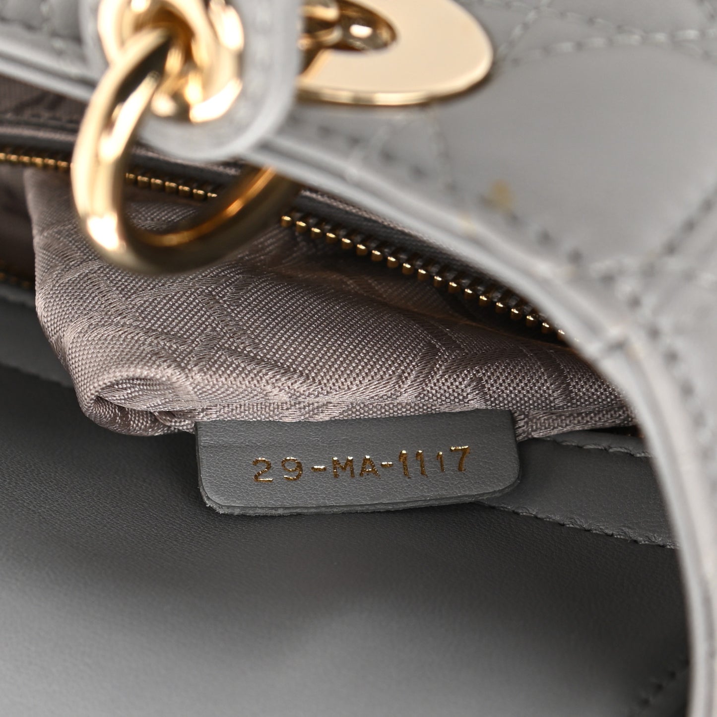 Lambskin Cannage Small Lucky Badges My Lady Dior Grey
