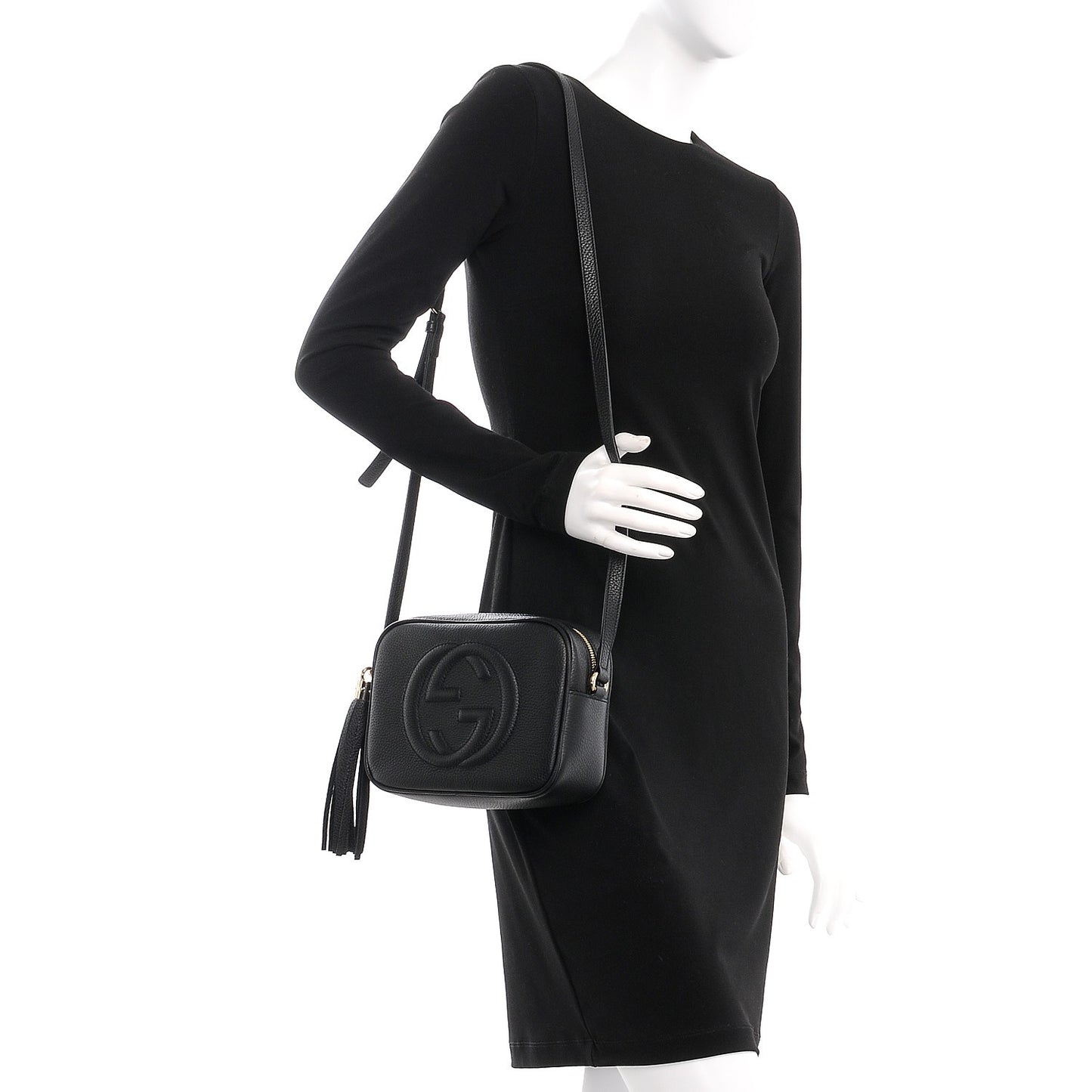 Pebbled Calfskin Small Soho Disco Bag Black
