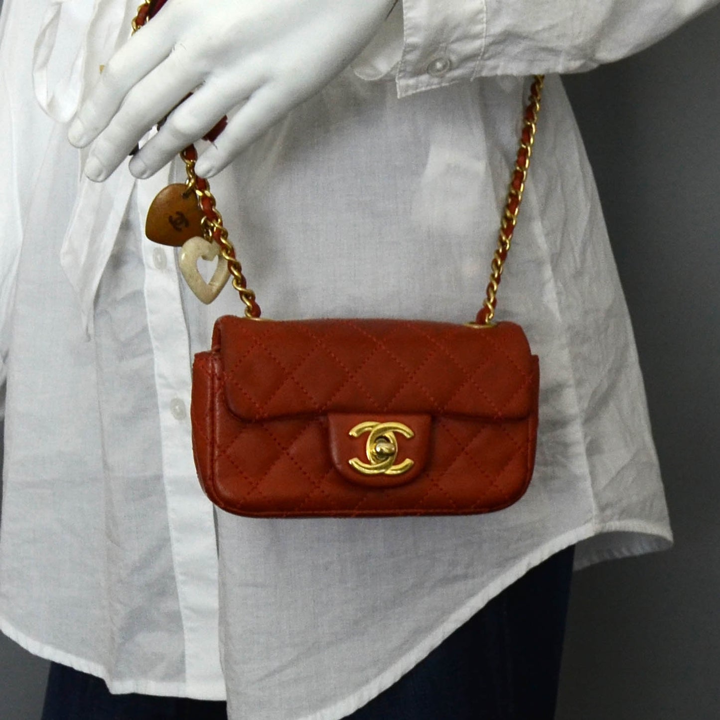 Lambskin Quilted Cruise Charm Mini Flap Red