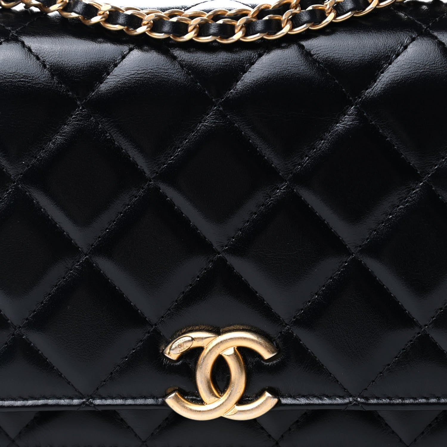 Chanel Calfskin Quilted Perfect Fit Wallet On Chain WOC Black 11 of 12