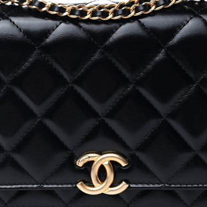 Chanel Calfskin Quilted Perfect Fit Wallet On Chain WOC Black 11 of 12