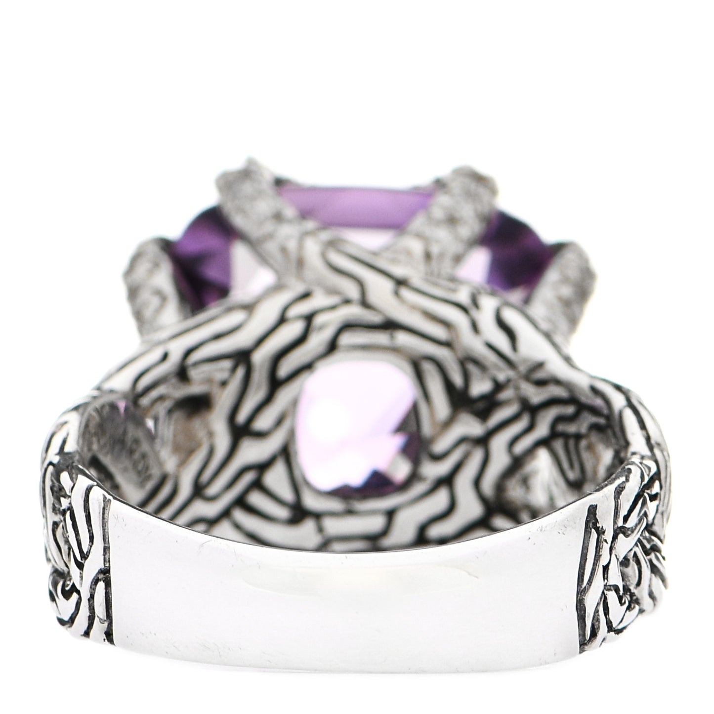 Sterling Silver Diamond Amethyst Braided Ring 55 7.25