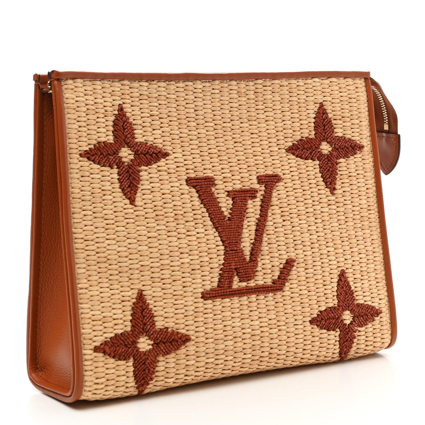 Raffia Monogram Giant Toiletry Pouch 26 Tan