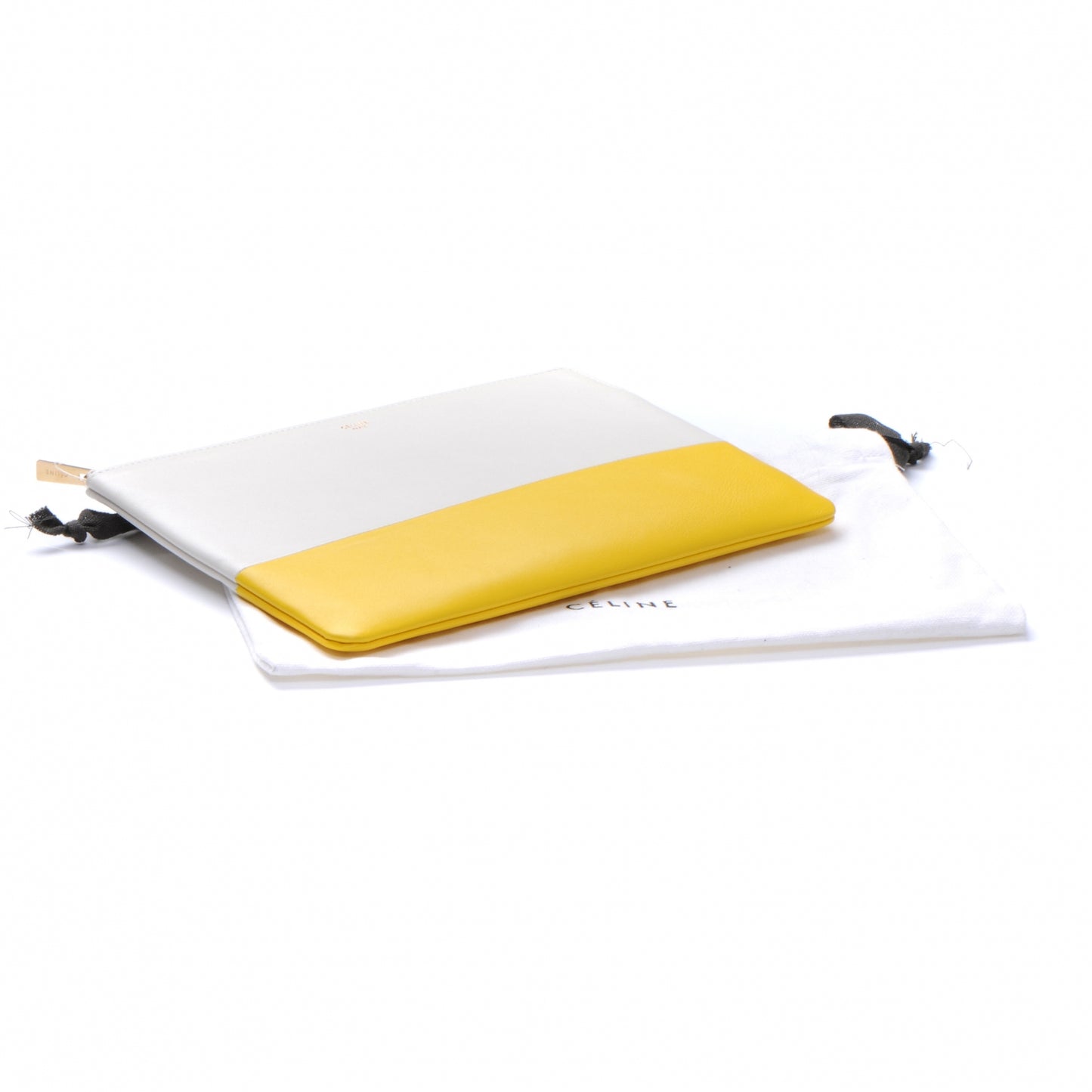 Lambskin Bi-Color Solo Clutch Pouch White Yellow