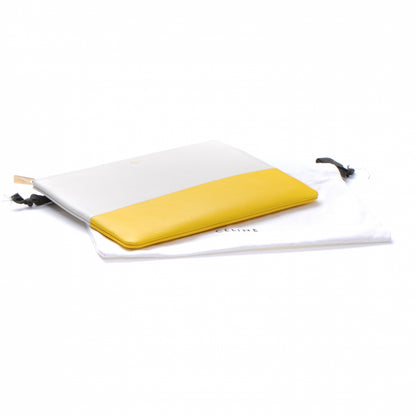 Celine Lambskin Bi-Color Solo Clutch Pouch White Yellow 8 of 8