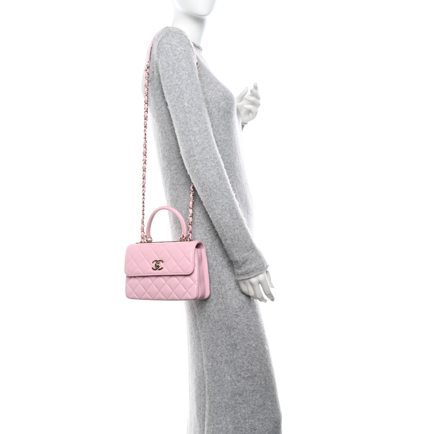 Chanel Lambskin Quilted Mini Trendy CC Dual Handle Flap Bag Pink 3 of 12