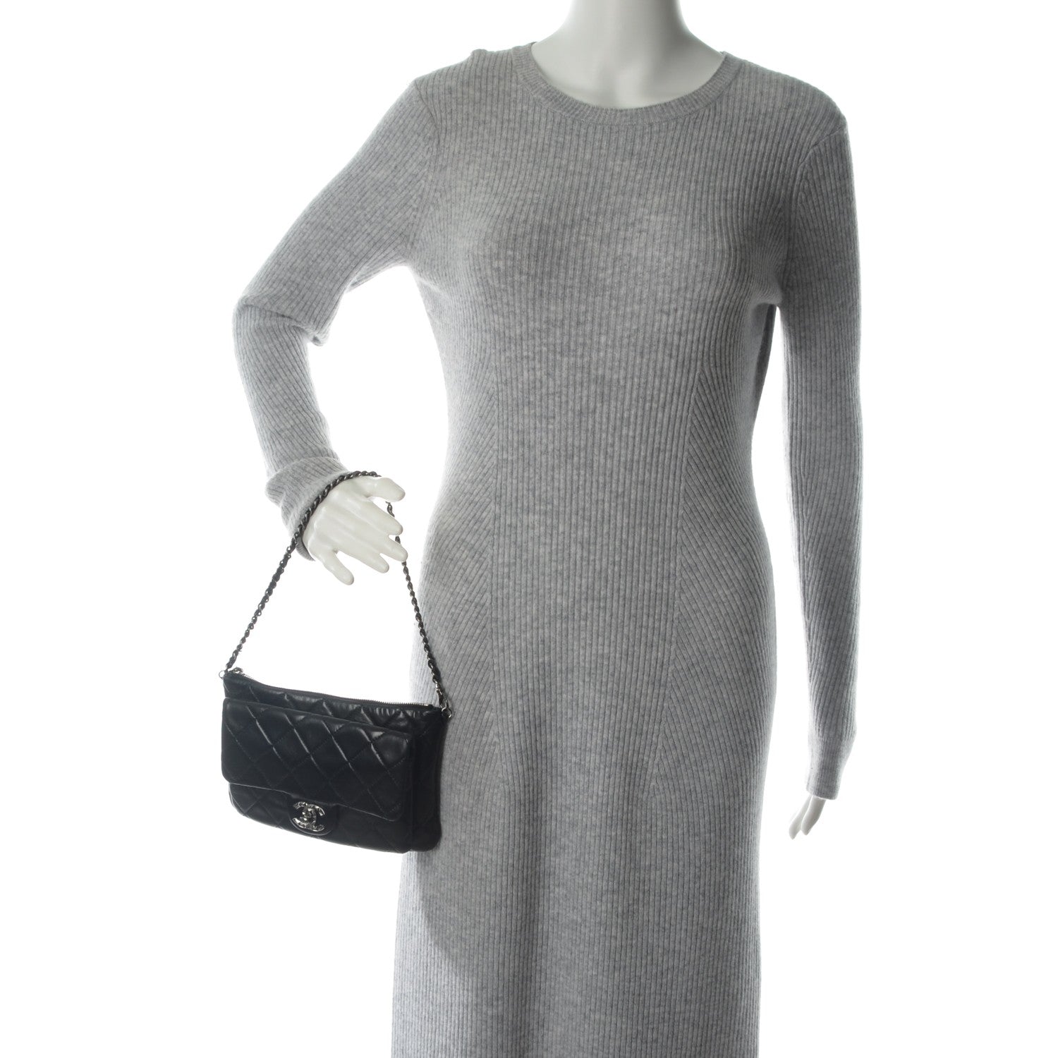 Chanel Lambskin Quilted Mineral Nights Flap Wristlet Black 2 of 7