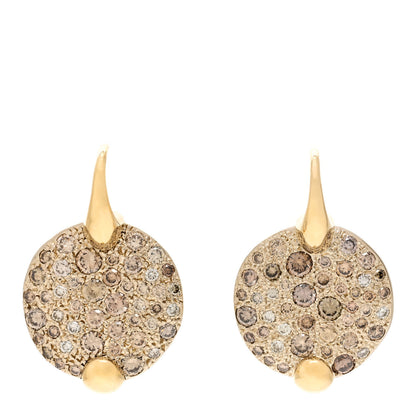 Pomellato 18K Yellow Gold Brown Diamond Sabbia Drop Earrings 1 of 5