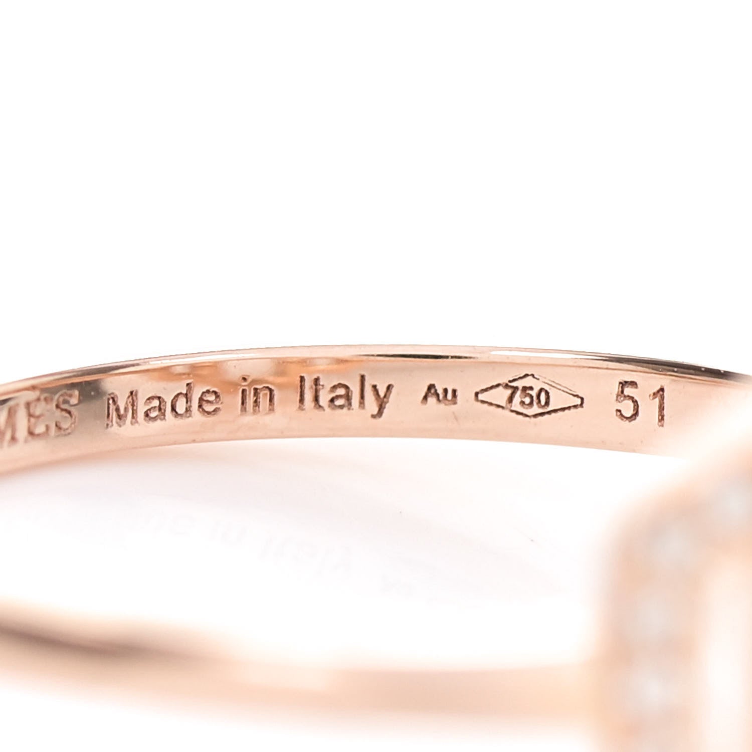 Hermes 18K Rose Gold Diamond Attelage Ring 51 5.75 6 of 6