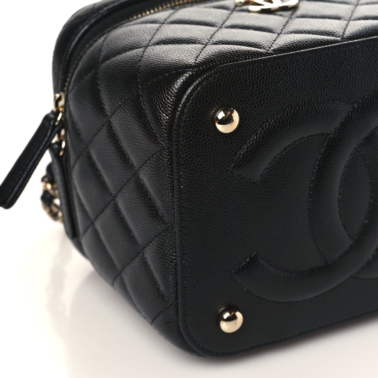 Caviar Quilted Small CC Vanity Case Black