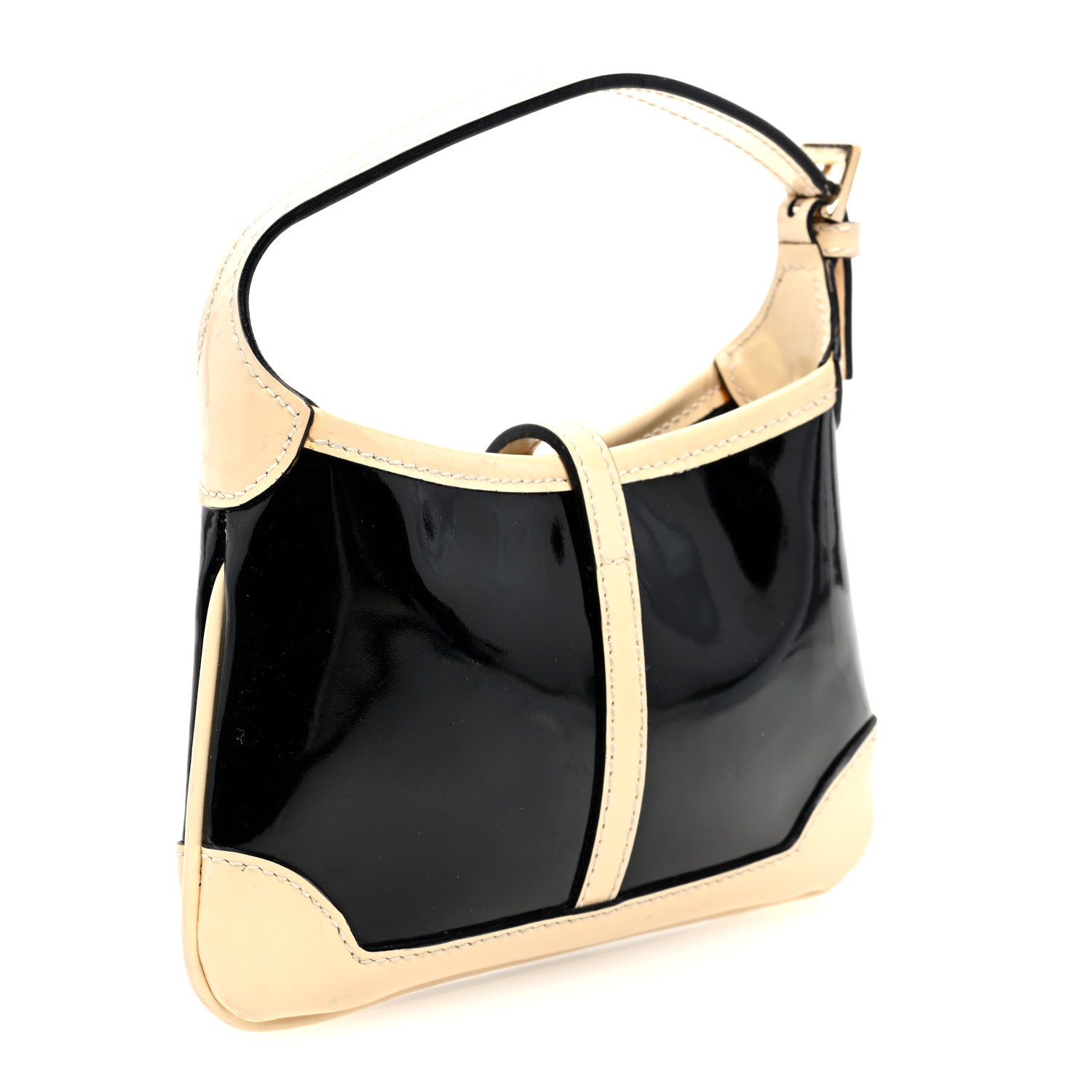 Gucci Patent Micro Jackie O Hobo Black White 3 of 10