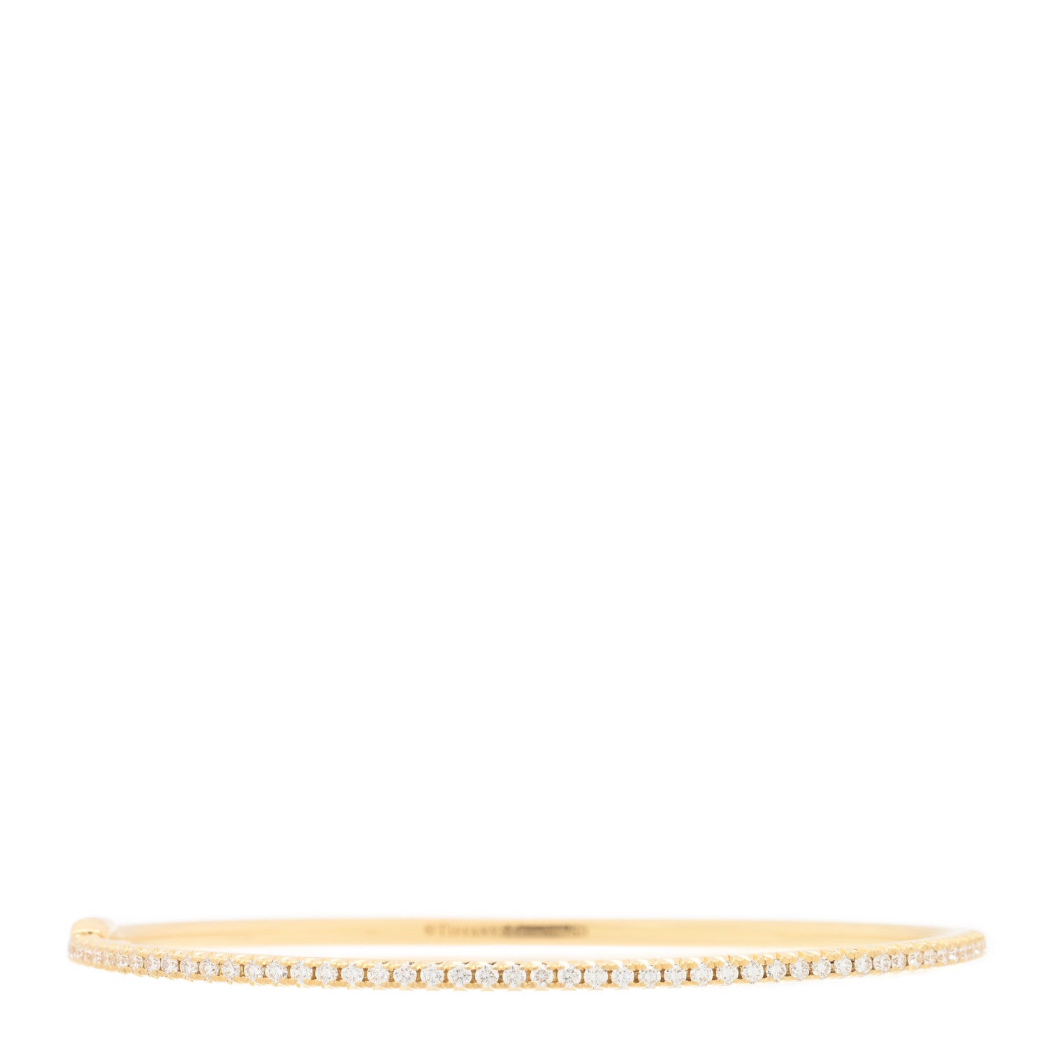 Tiffany 18K Yellow Gold Diamond Metro Hinged Bangle Bracelet 1 of 4