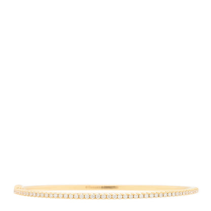 Tiffany 18K Yellow Gold Diamond Metro Hinged Bangle Bracelet 1 of 4