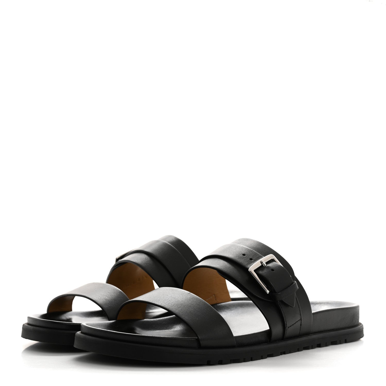 Hermes Calfskin Mens Tao Sandals 43.5 Black 4 of 9
