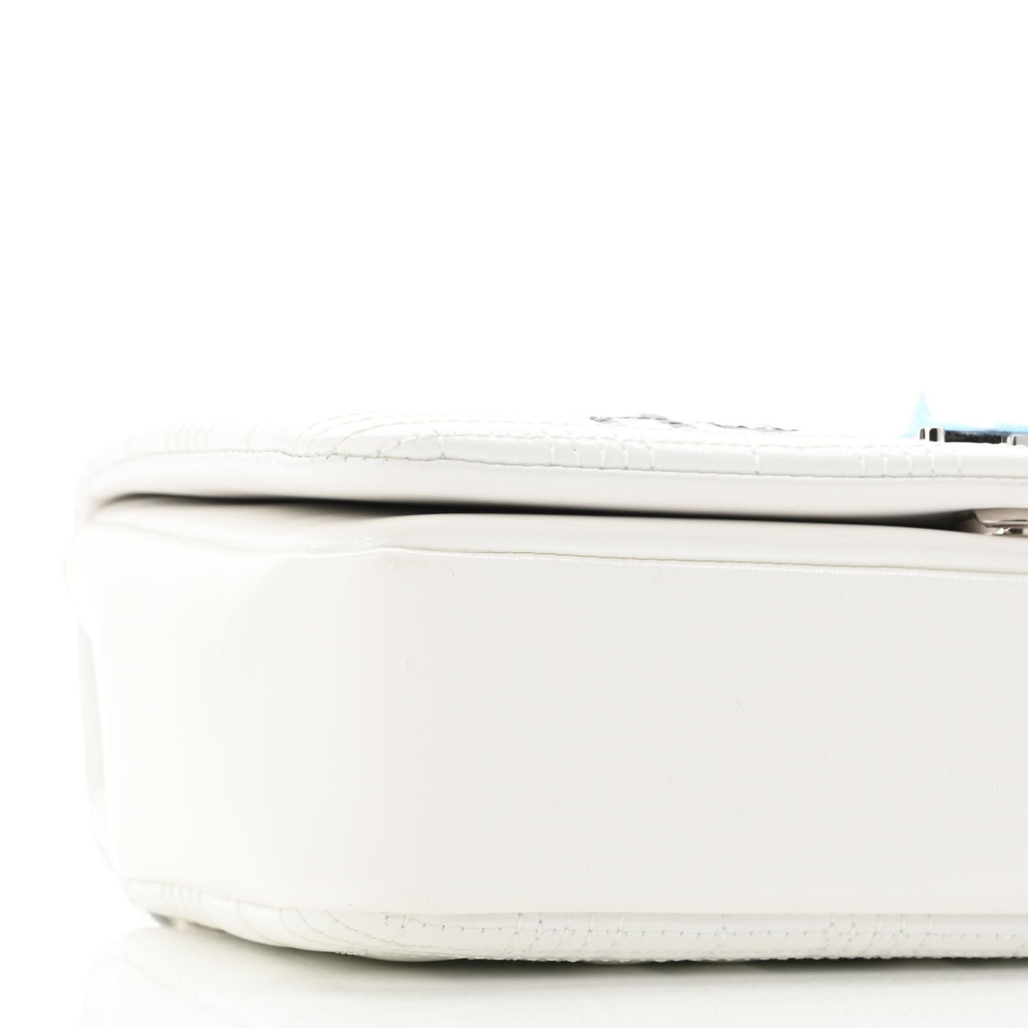 Patent Quilted Horseferry Print Small Lola Bag White