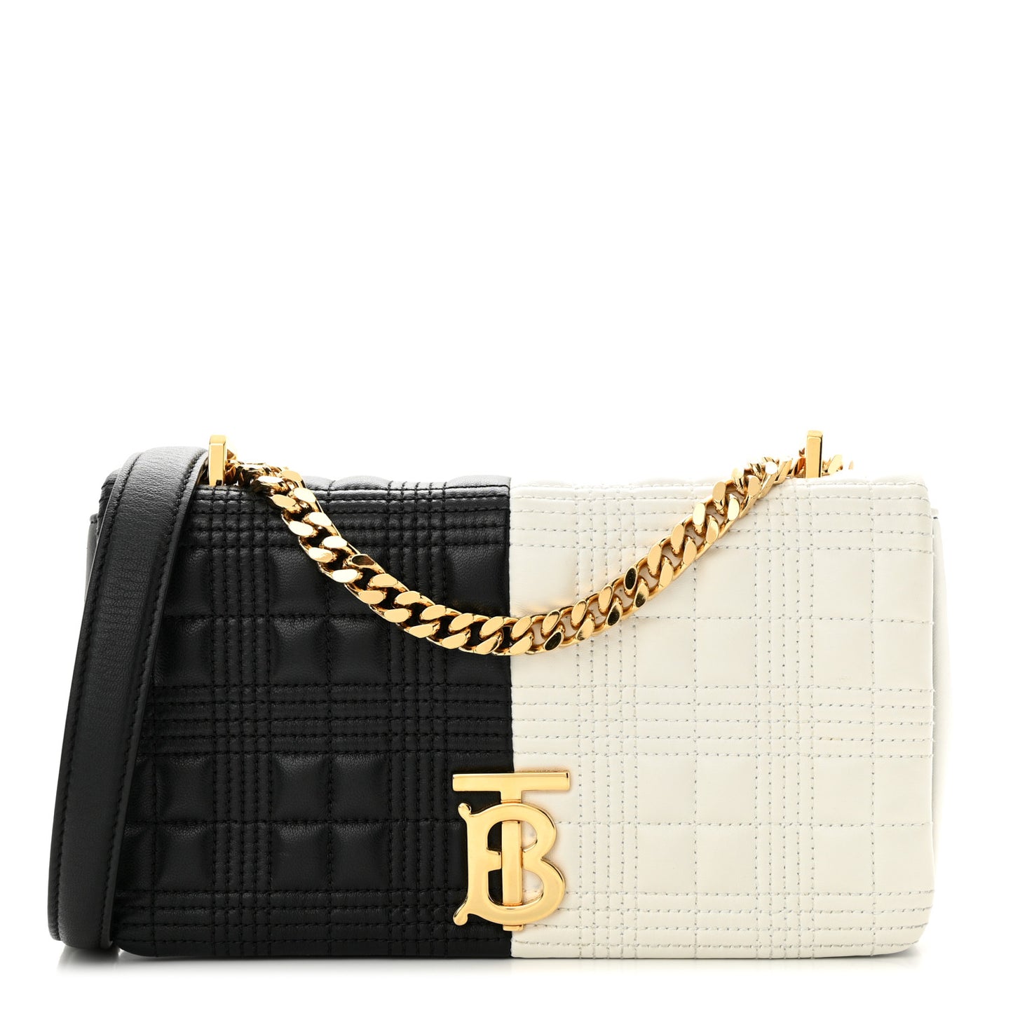 Lambskin Quilted Small Lola Bag White Black