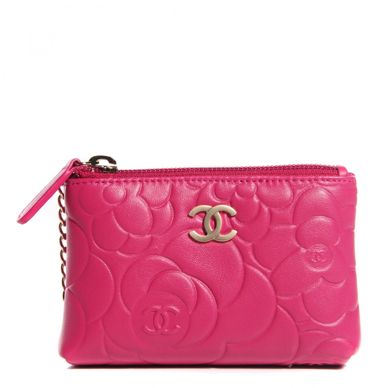 Chanel Lambskin Camellia Coin Purse Fuchsia 1 of 8
