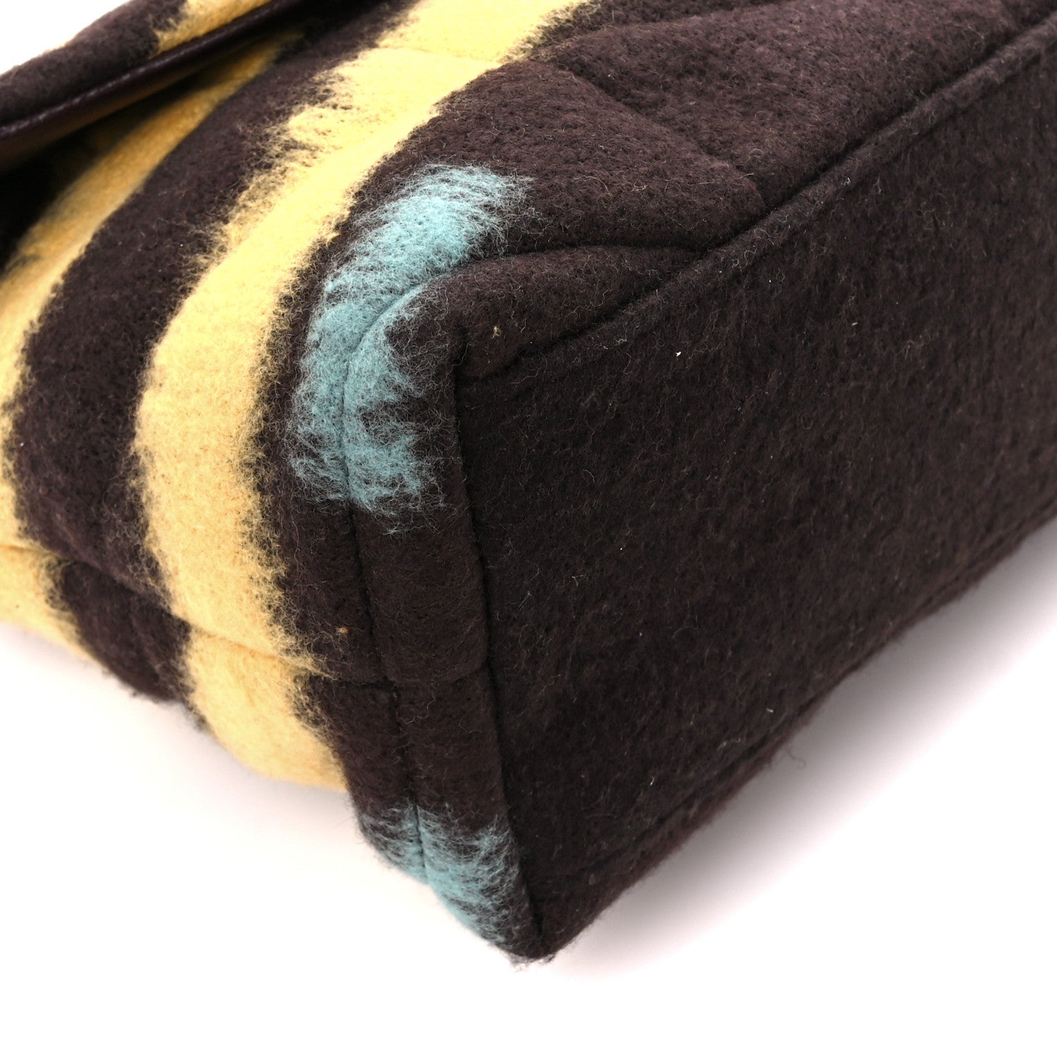 Saint Laurent Tie Dye Wool Quilted Small Loulou Puffer Monogram Chain Satchel Yellow Pacific Blue Dark Pecan 10 of 11