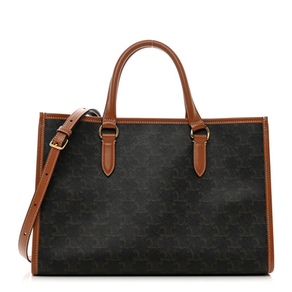 Celine Triomphe Canvas Calfskin Mini Horizontal Cabas Tan 1 of 9