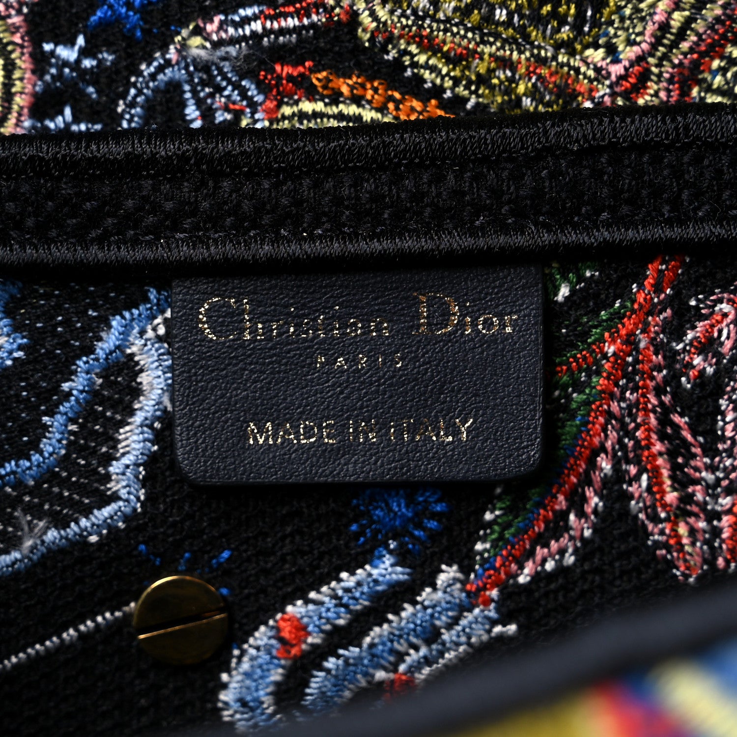 Christian Dior Canvas Embroidered Zodiac Fantastico Saddle Bag Black Multicolor 6 of 9