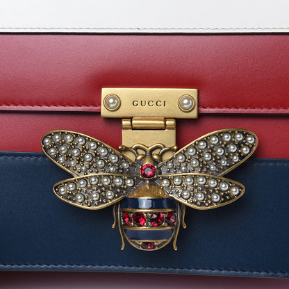 Gucci Calfskin Sylvie Web Queen Margaret Shoulder Bag Blue Agata Hibiscus Red Mystic White 8 of 11