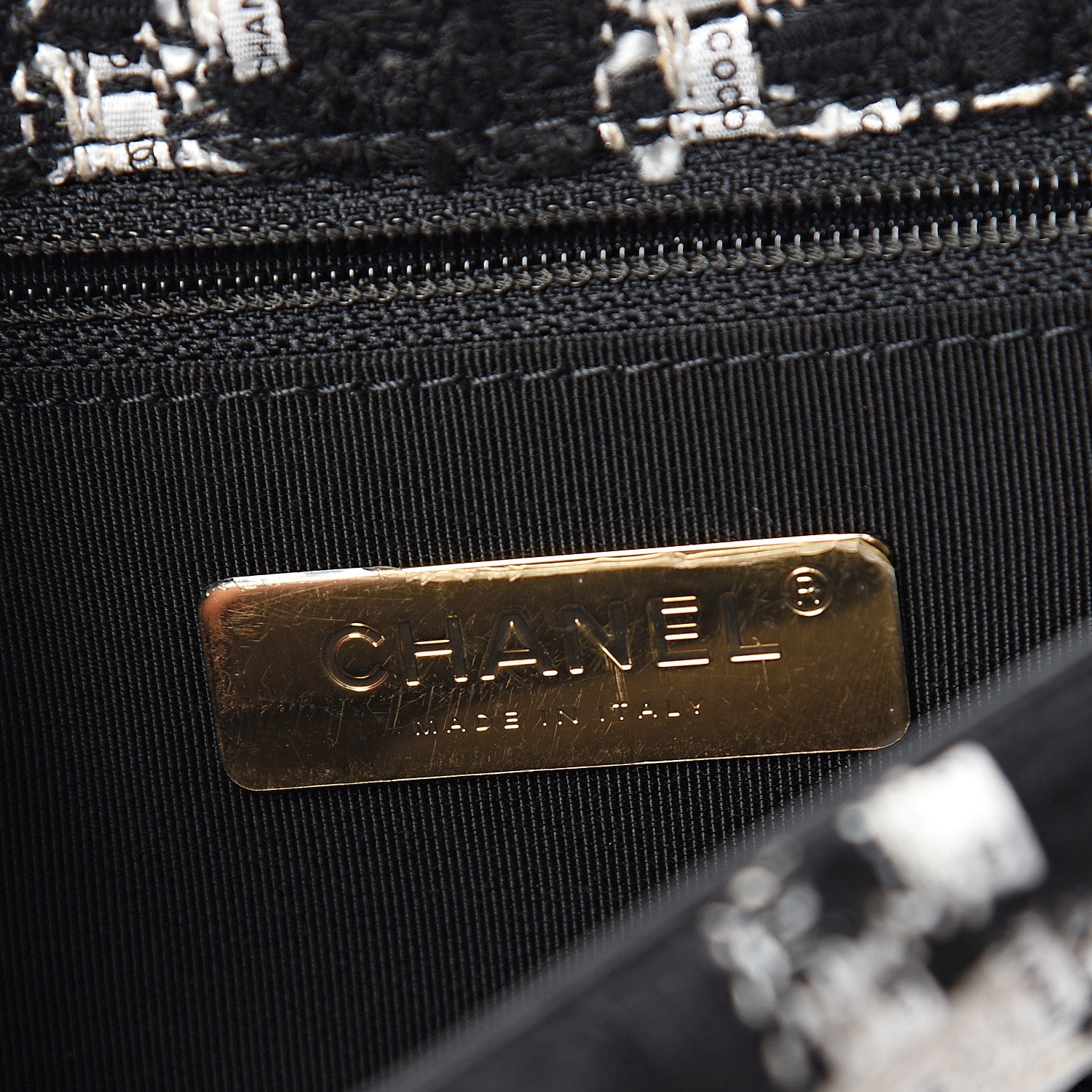 Chanel Tweed Quilted Medium 19 Flap Black Ecru White 7 of 10